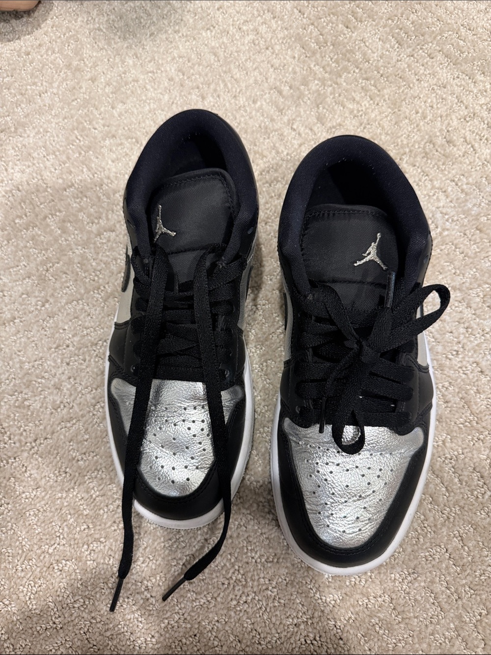 Jordan Low Top Sneakers in Black & Silver Metallic